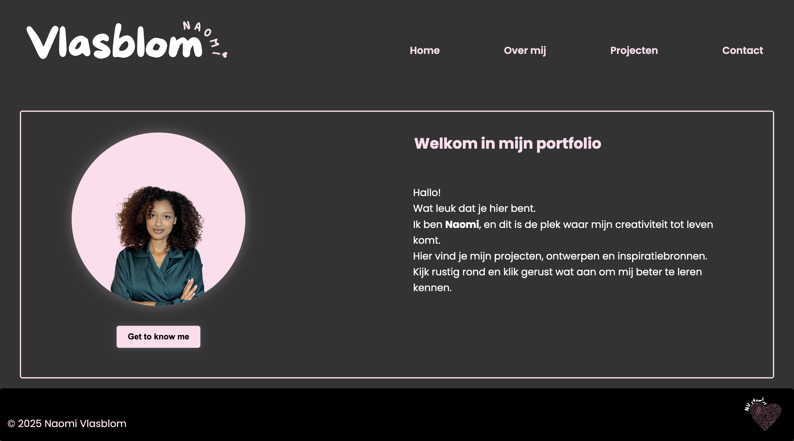 Homepage van mijn portfolio