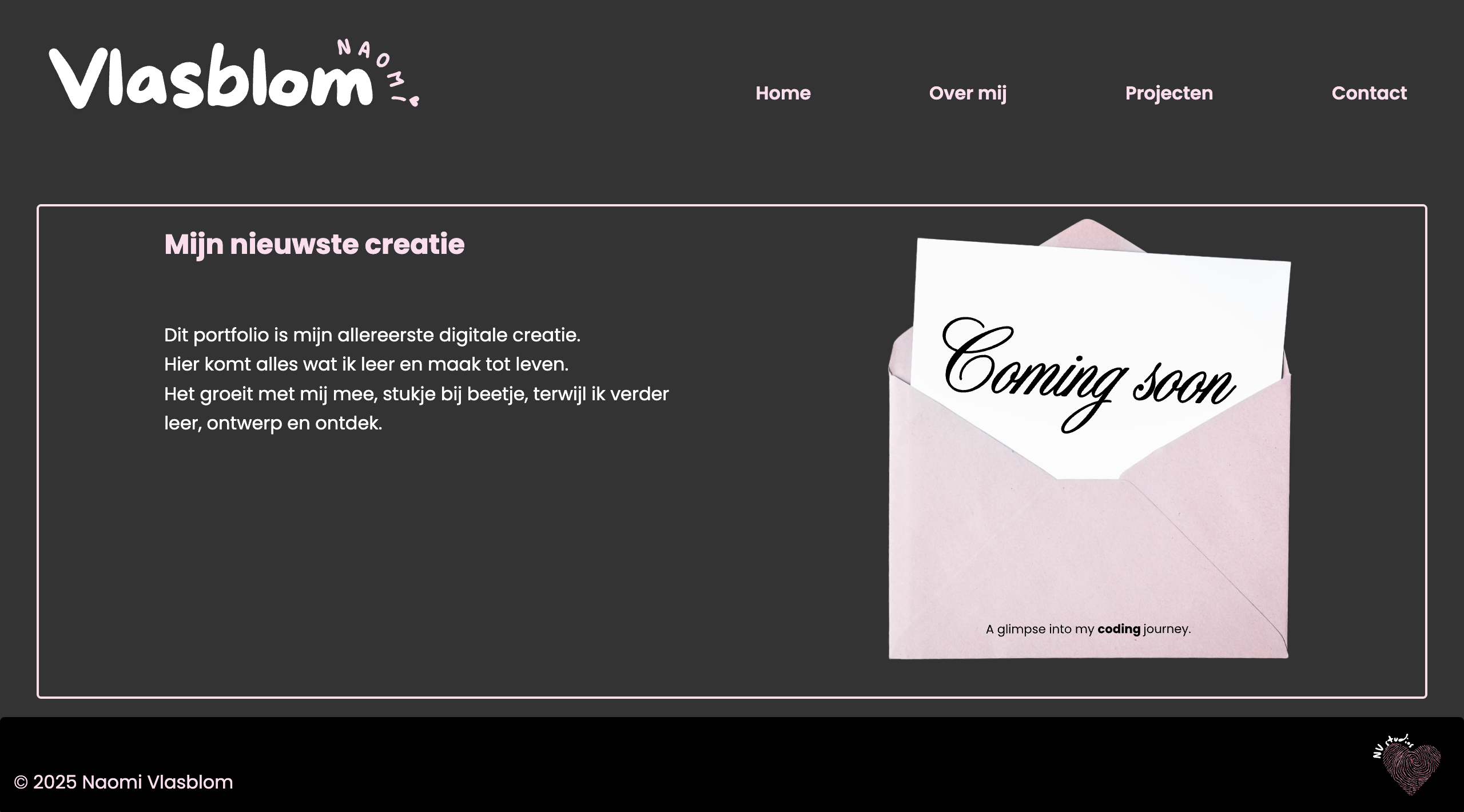 Screenshot van portfolio website